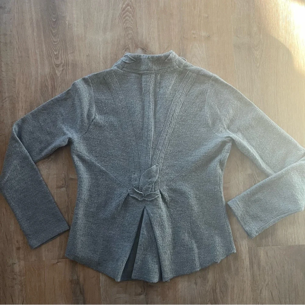 Vintage Anthropologie Wool Leaf-Trim Knit Cardigan - Picture 2 of 11